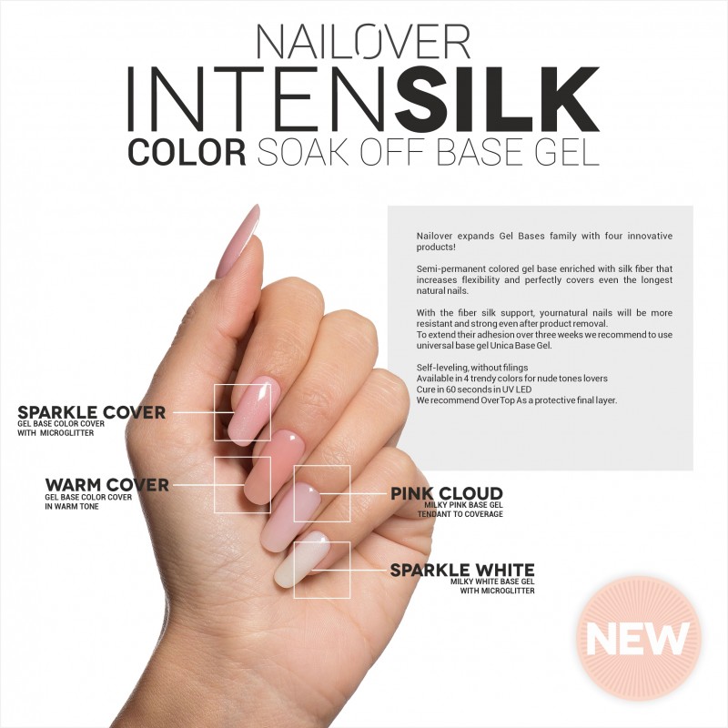 INTENSILK Sparkle Cover Color Soak Off Base Gel