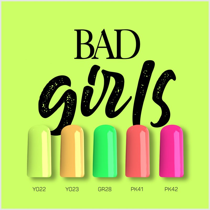 BAD GIRLS - 5 Farben als KIT - OVERLAC gel soak off -  je 15 ml
